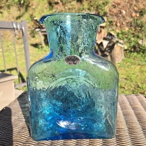 Blenko Diamond Optic Water Bottle in Turquoise Blue